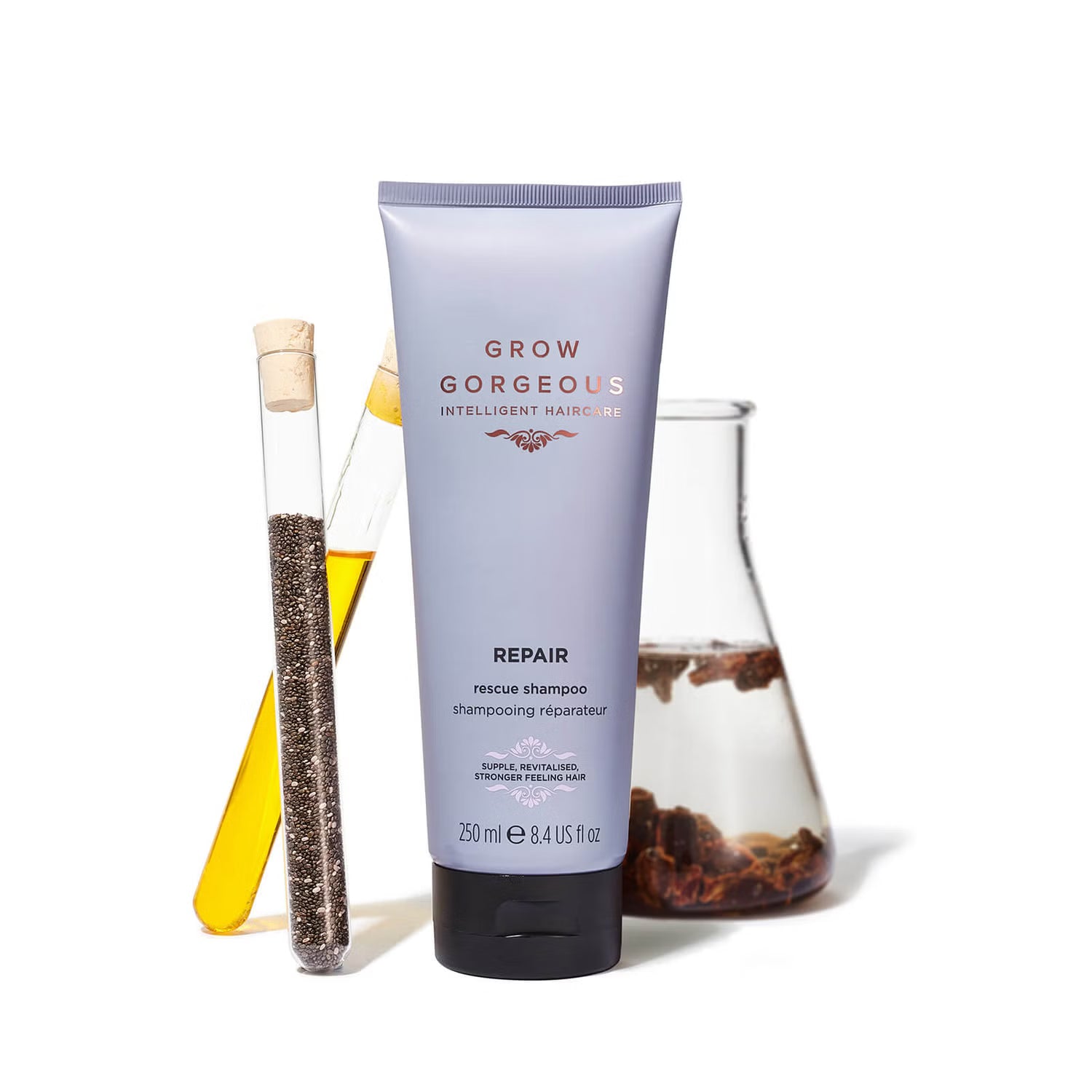 GROW GORGEOUS Repair Rescue Shampoo - Stiprinošs šampūns bojātiem matiem, 250 ml