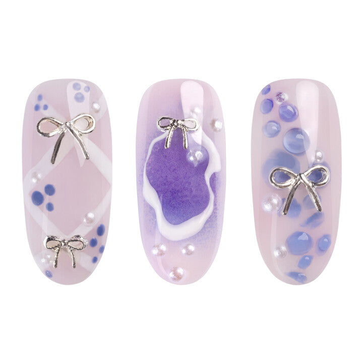 11142 Neonail nagu dekors 3D Silver bows