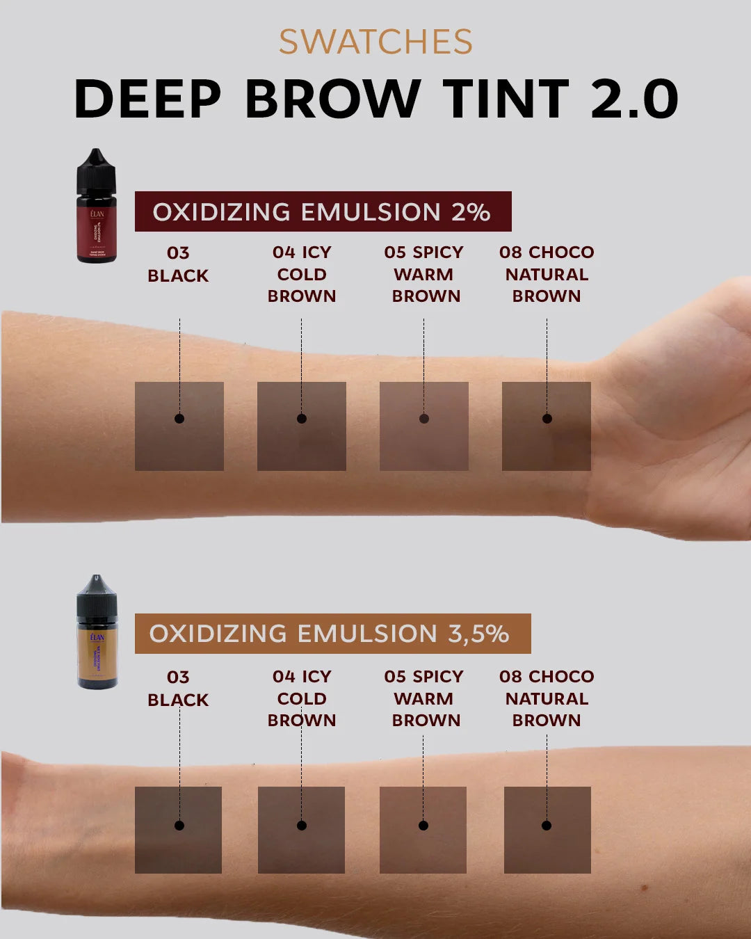 Elan Langhaltende Augenbrauenfarbe „DEEP BROW TINT“, 2.0 08 CHOCO Natürliches Braun 20 ml