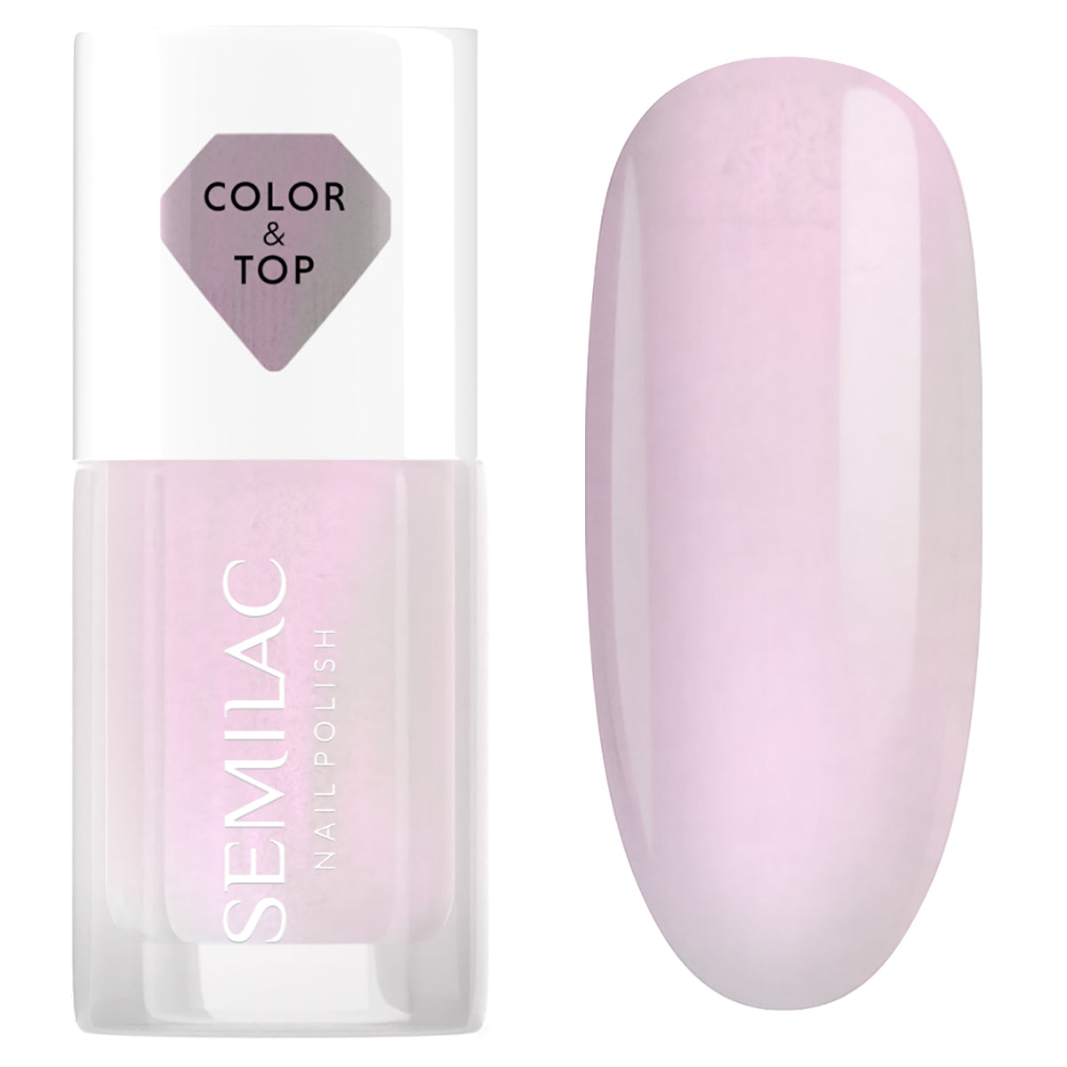 Semilac Top and nail polish 2in1 PINK GLOW 7ml