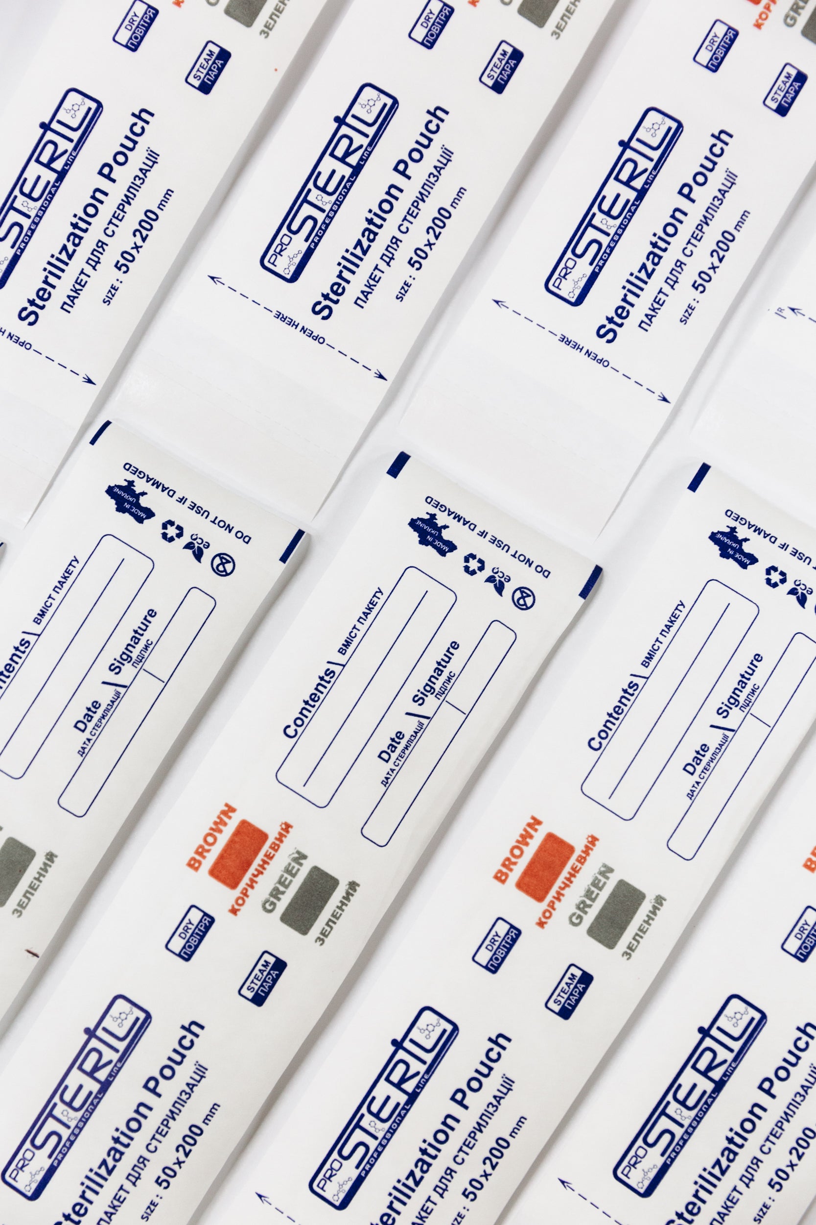 ProSteril Heißluft- & Autoklav-Sterilisationsbeutel 50x200mm PKW mit Indikator Weiß 100 Stück