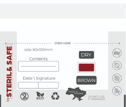 be STERIL&SAFE Karstā gaisa sterilizācijas maisiņi 60x100mm CDW caurspīdīgi ar indikatoru 100gab.