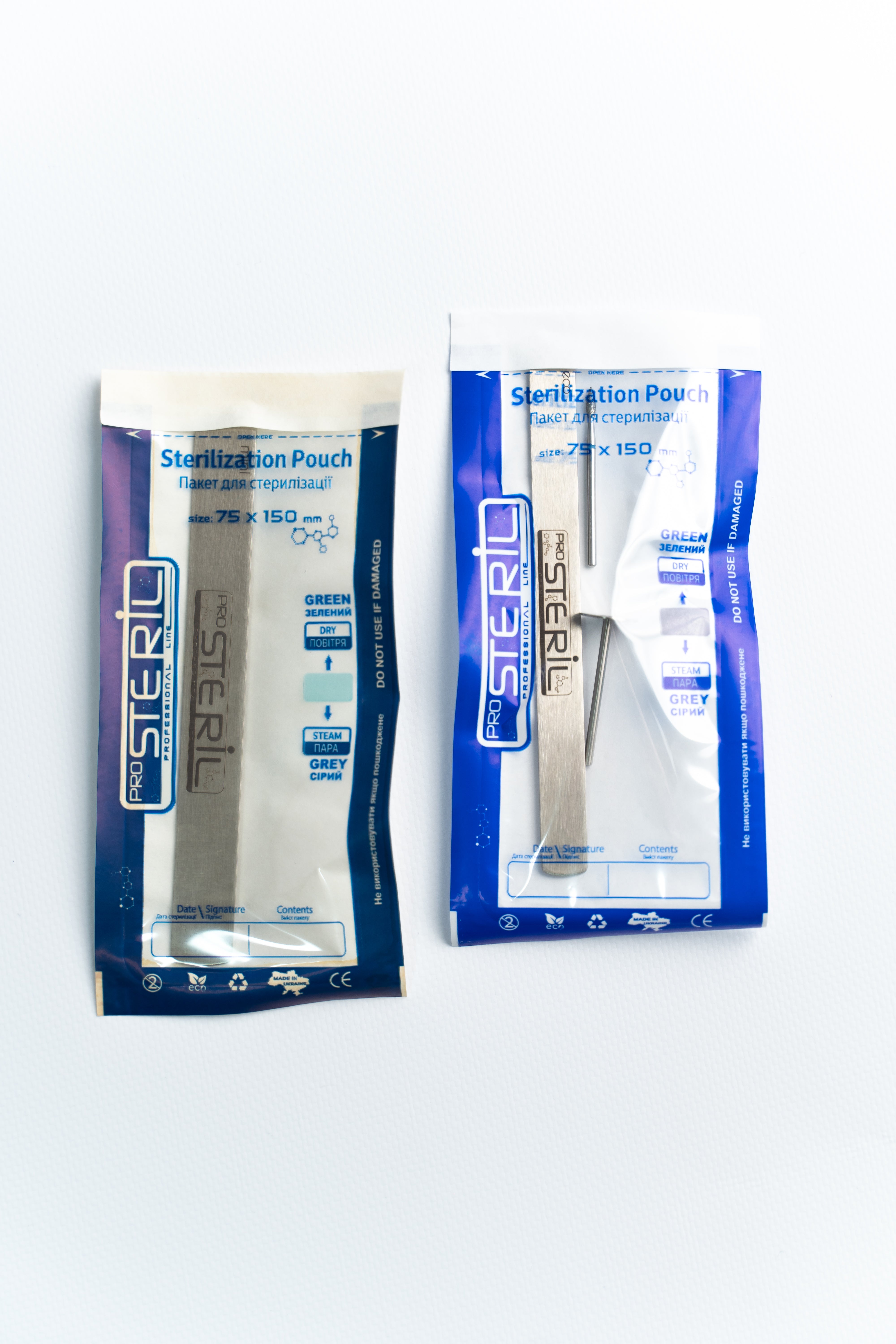 ProSteril Heißluft- & Autoklav-Sterilisationsbeutel 75x150mm CPW transparent mit Indikator 100 Stück