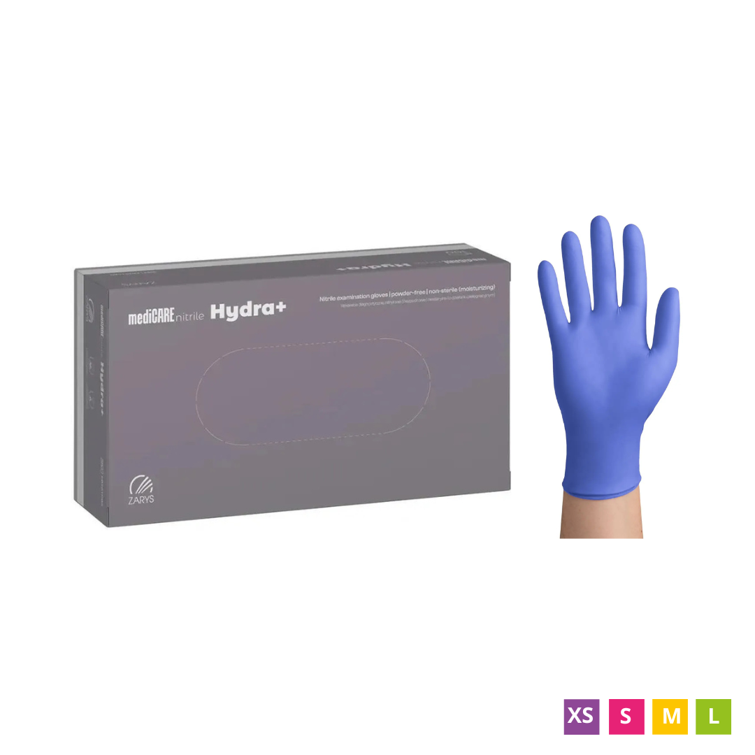 mediCARE Nitrile Hydra+ Einweghandschuhe aus Nitril, puderfrei, blau-violett, 100 Stück