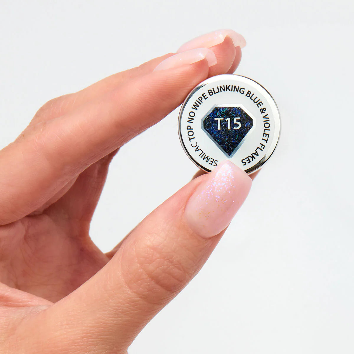Semilac Top No Wipe Blinking Blue & Violet Flakes T15 7ml