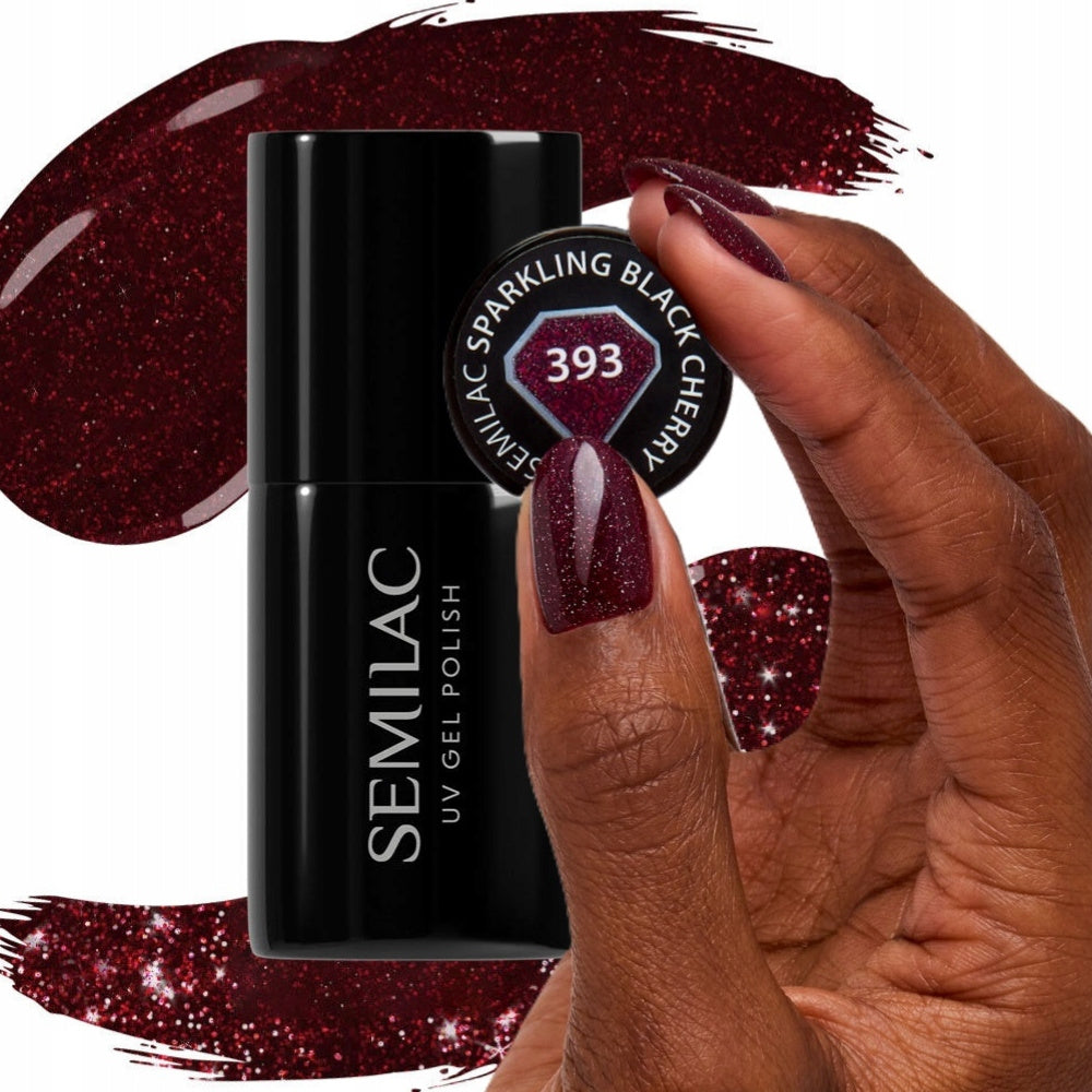 393 Semilac UV Gel Lack Sparkling Black Cherry 7ml