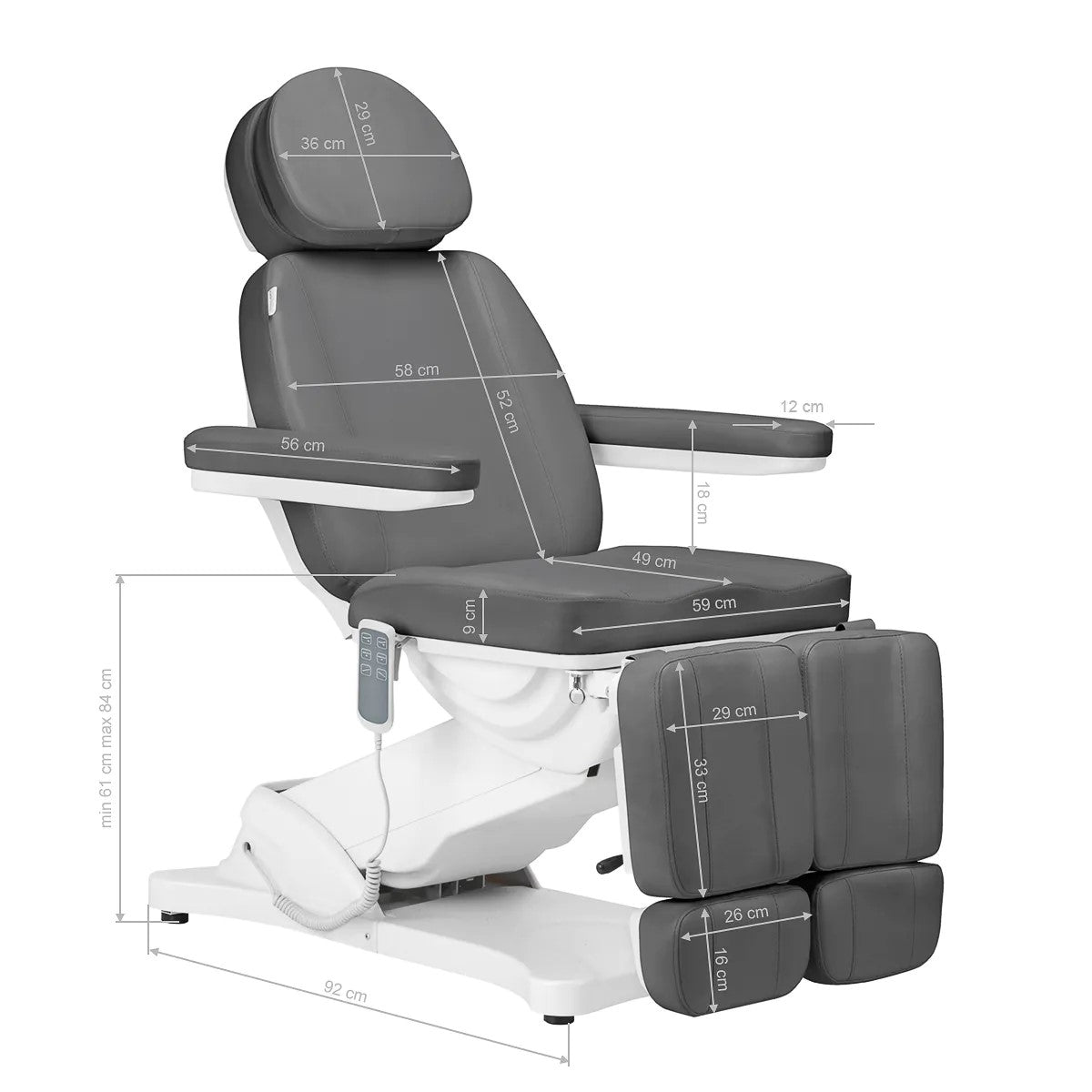 Elektriskais skaistumkopšanas krēsls Sillon Classic (3 motori) pelēks