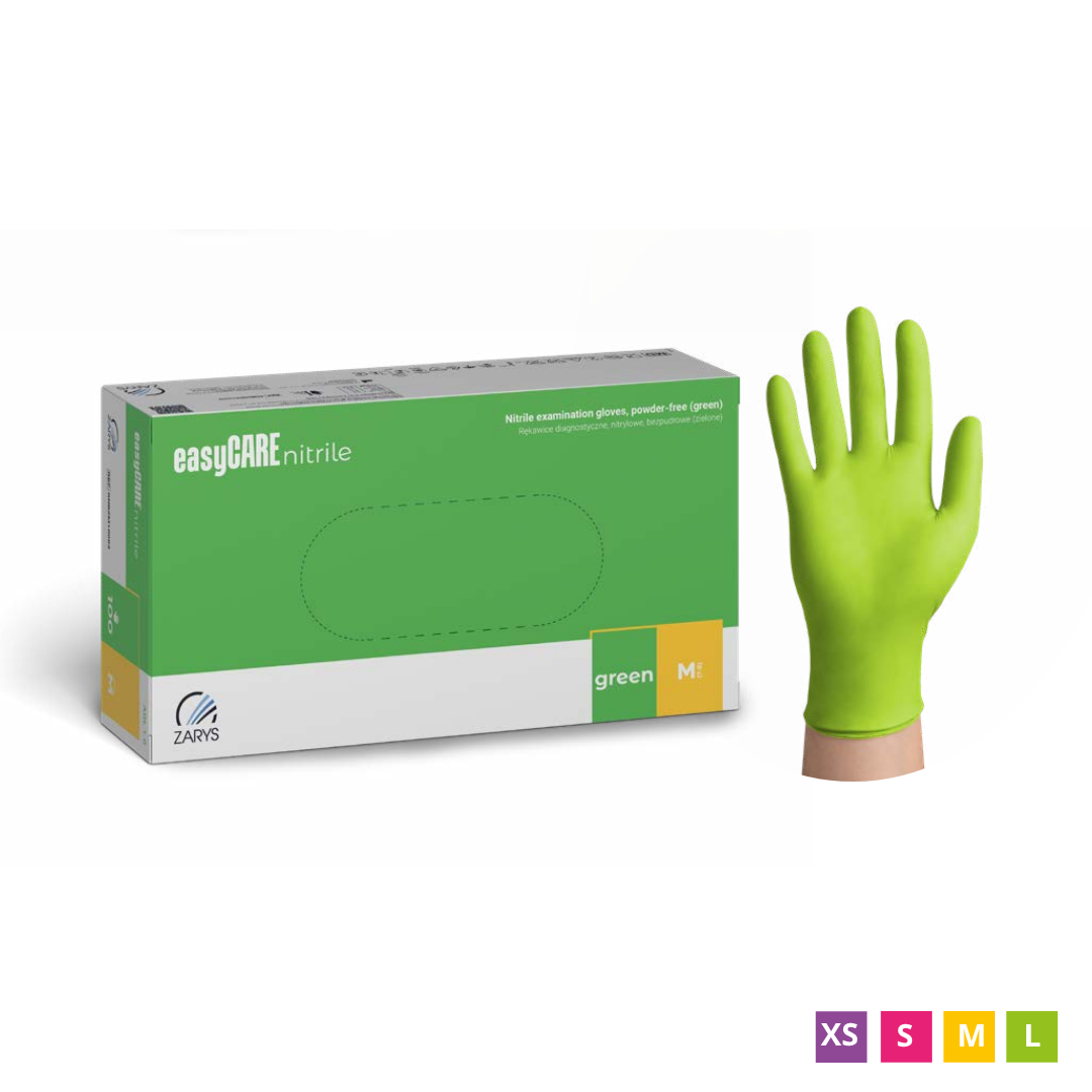 easyCARE Vienreizlietojamie nitrila cimdi, bez pūdera, Zaļi, 100 gab.