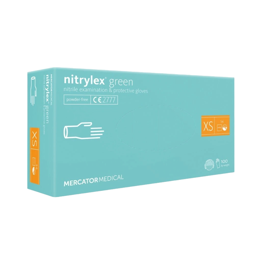 Nitrylex PF Einweg-Nitrilhandschuhe, puderfrei XS Grün, 100 Stk. (Polen)