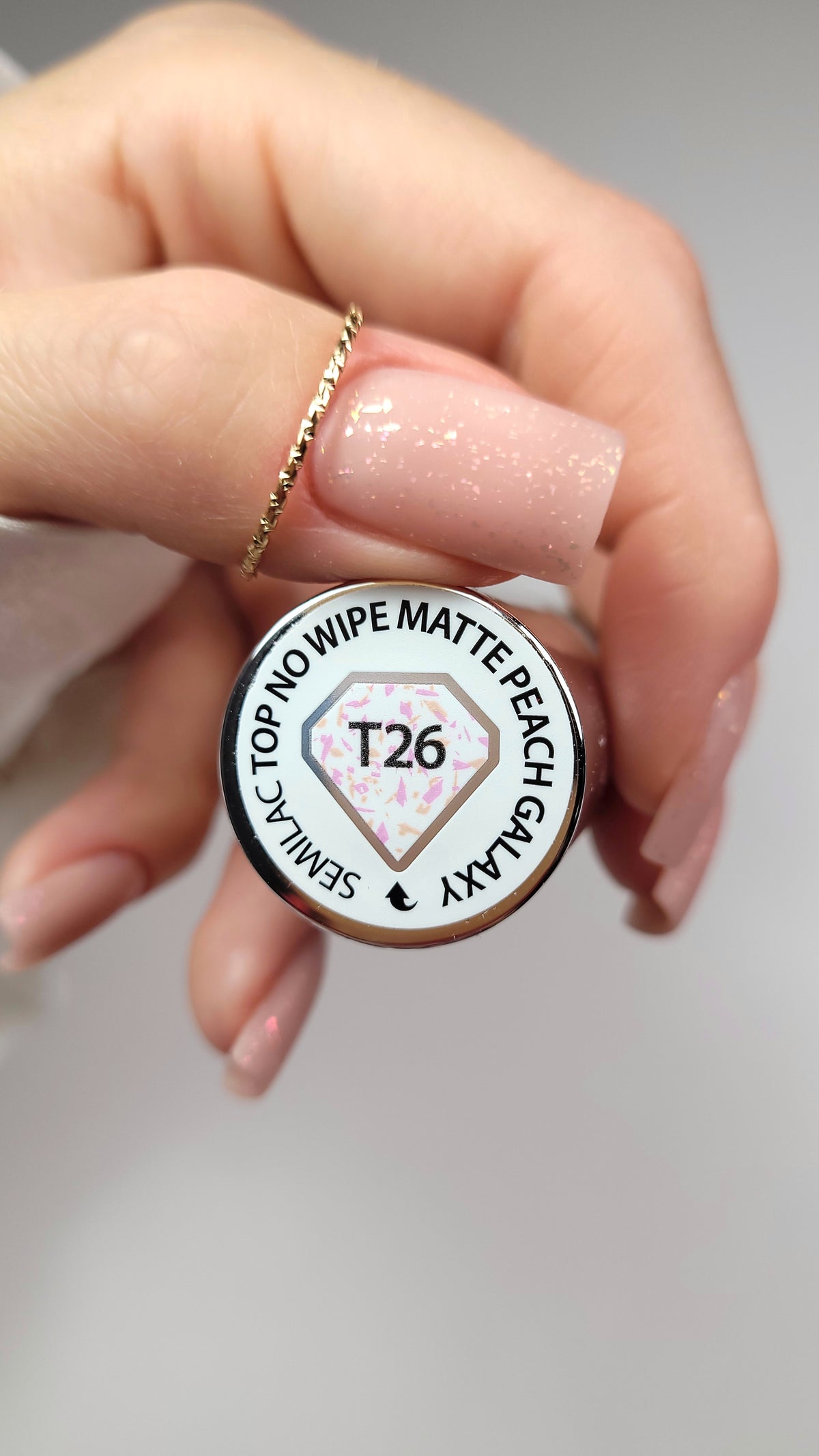 T26 Semilac UV Gel Polish Top No Wipe Matte Peach Galaxy 7ml