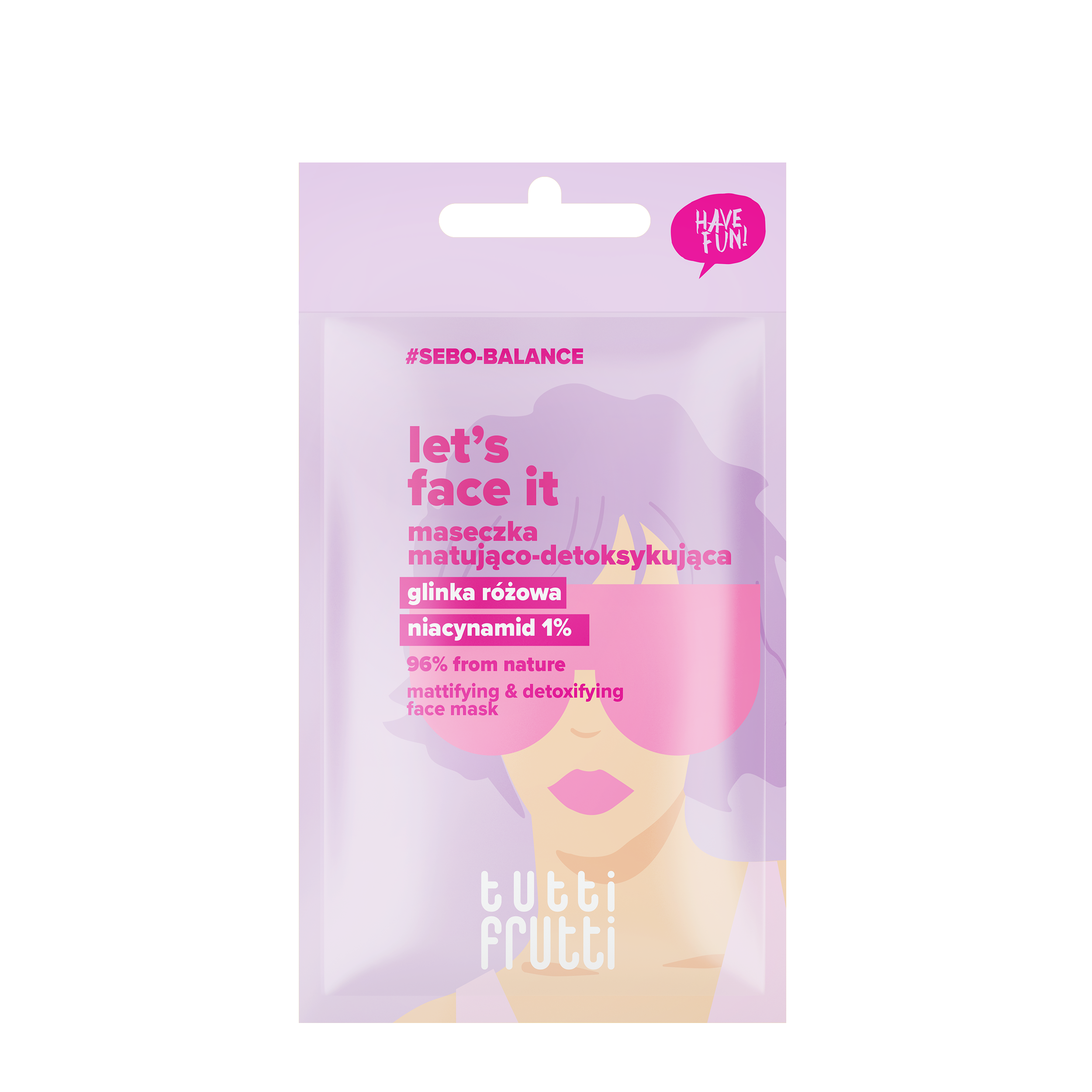 Farmona Tutti Frutti SEBO-BALANCE mattierende und entgiftende Gesichtsmaske mit rosa Ton + Niacinamid 1%, 1 Stk.