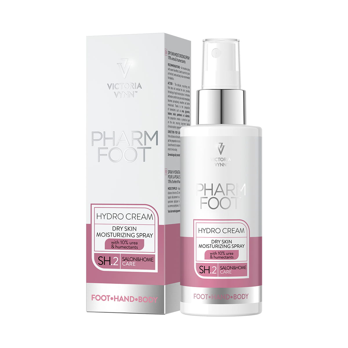 PHARM FOOT Feuchtigkeitsspray für trockene Haut mit 10% UREA und Feuchtigkeitsspendern, HYDRO CREAM 150ml