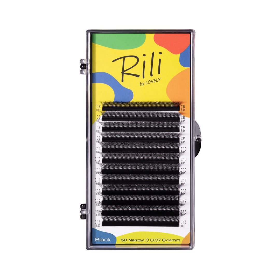 LOVELY Rili skropstas 5D MIX Black, D/0.07 x 8-14mm, 12 rindas