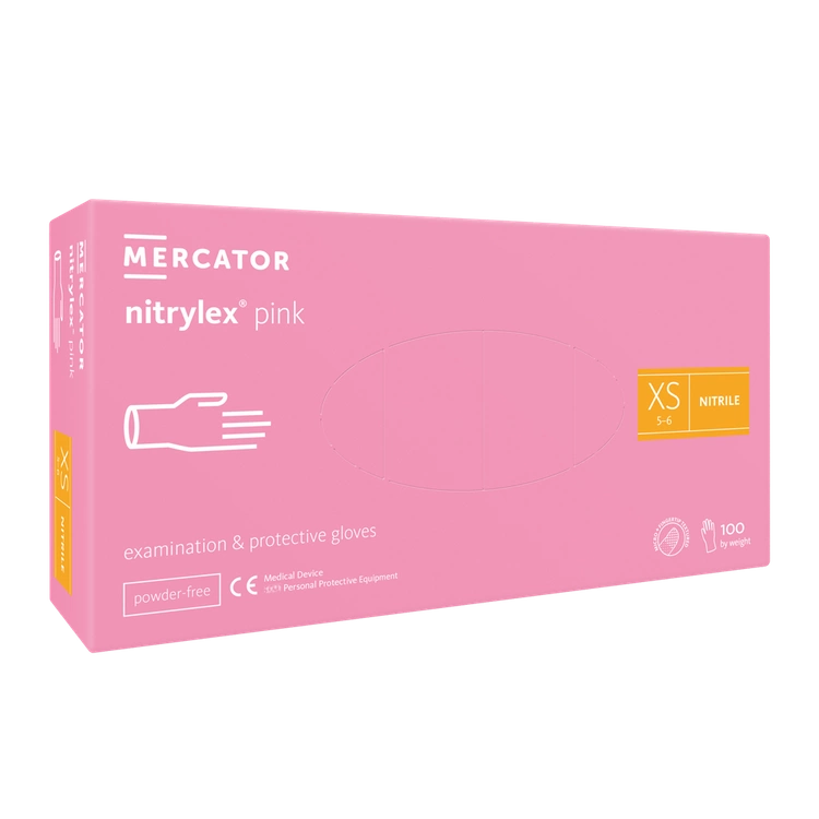 Nitrylex PF Einweg-Nitrilhandschuhe, puderfrei XS Rosa, 100 Stk. (Polen)