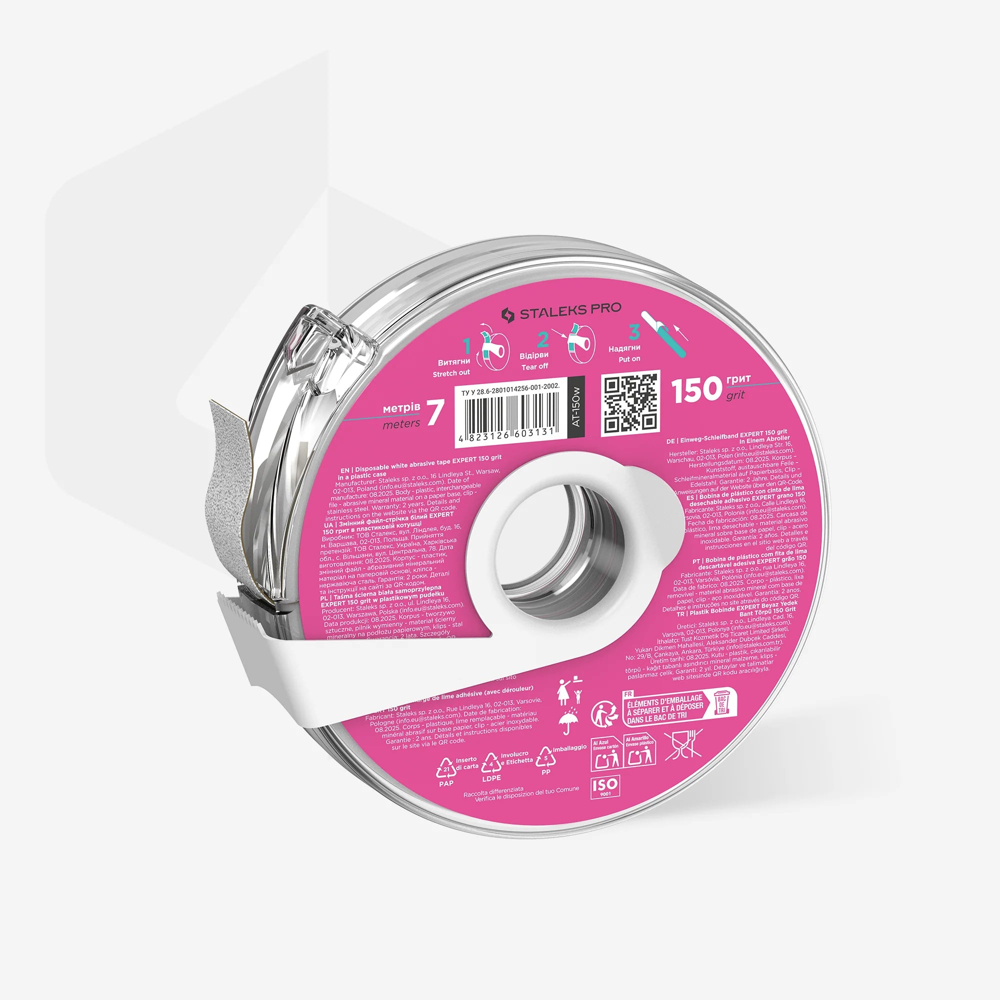 STALEKS Maināms fails-lente (virtulis), balts AT-150W / 150 grit / 8 m