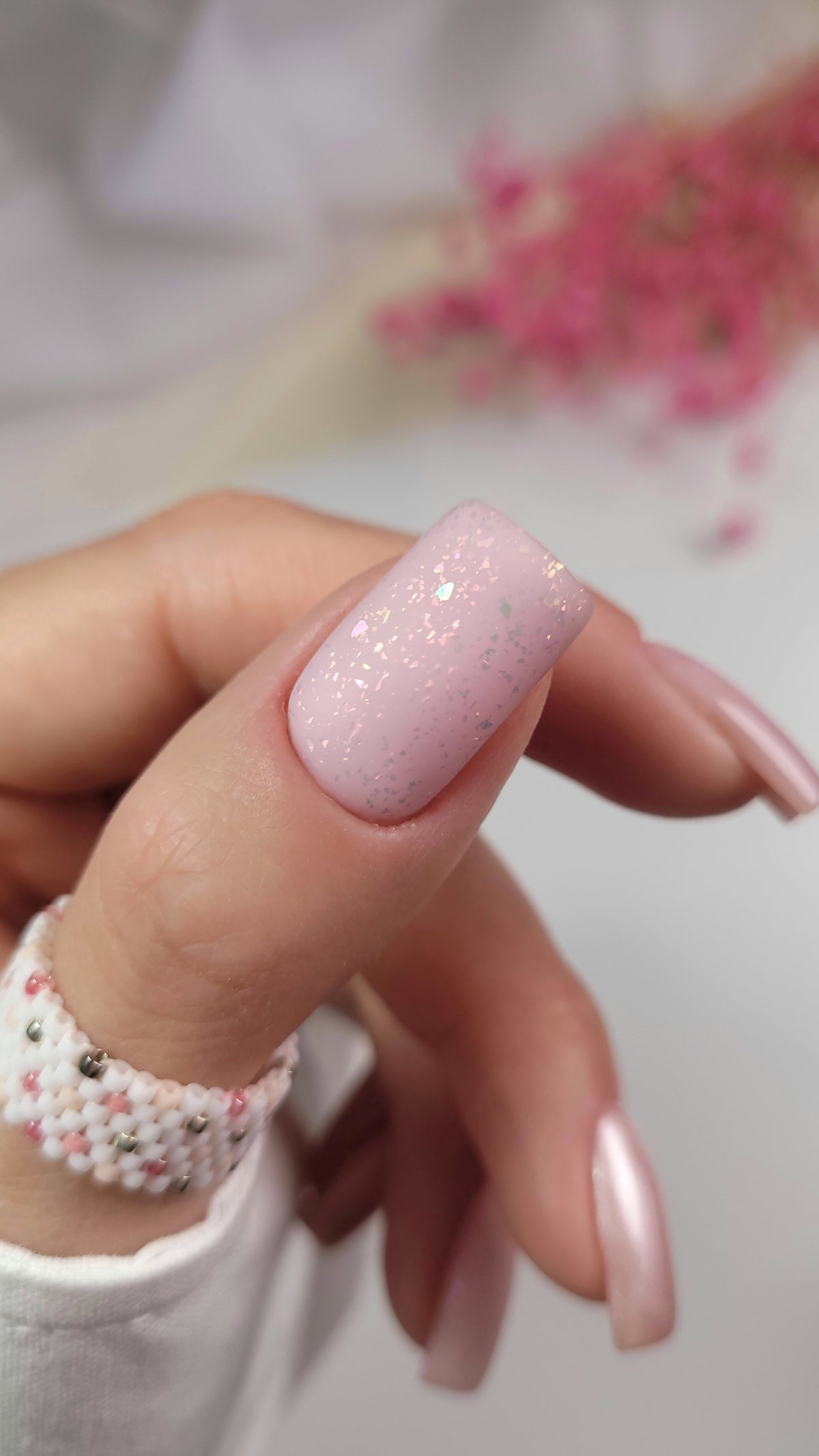 T26 Semilac UV Gel Polish Top No Wipe Matte Peach Galaxy 7ml