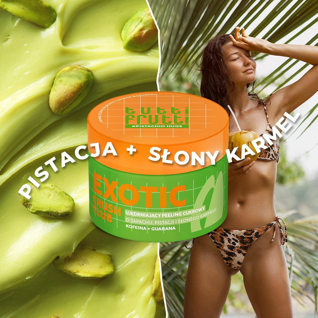 Farmona TUTTI FRUTTI PistachioHugs stärkendes Zucker-Körperpeeling mit Koffein und Guarana 300 g